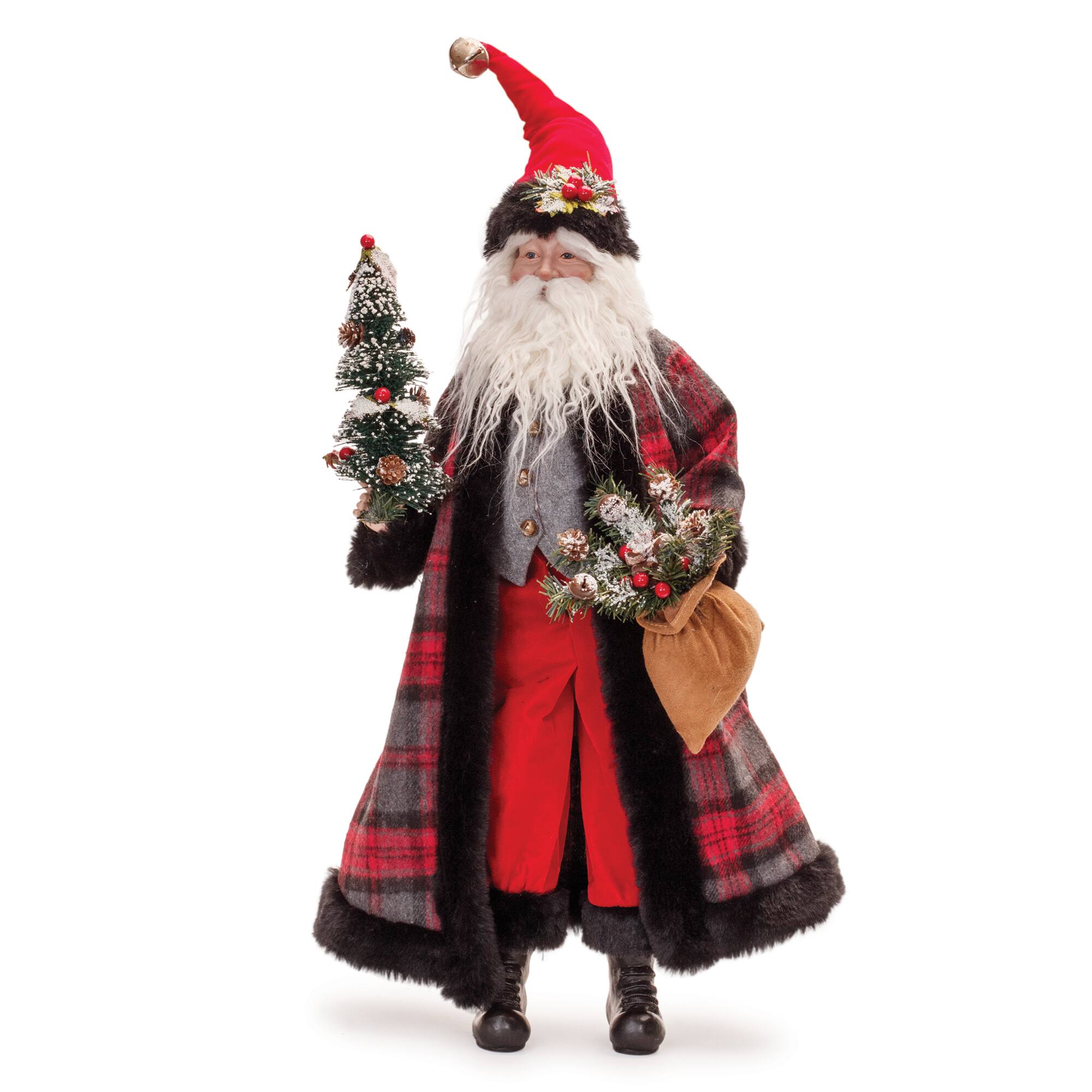 Plaid Santa with Frosted Pine Accents
